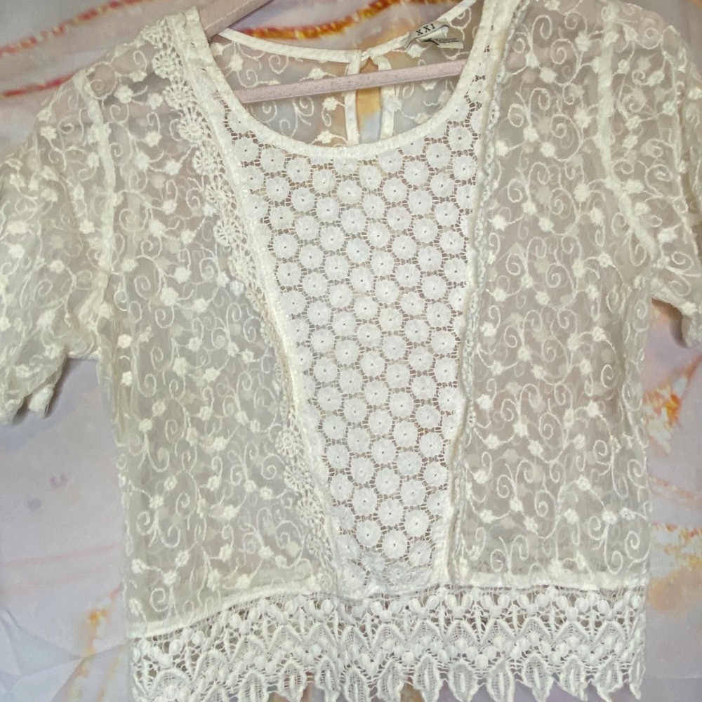 Forever 21 Women’s top blouse lace size medium - Picture 1 of 8